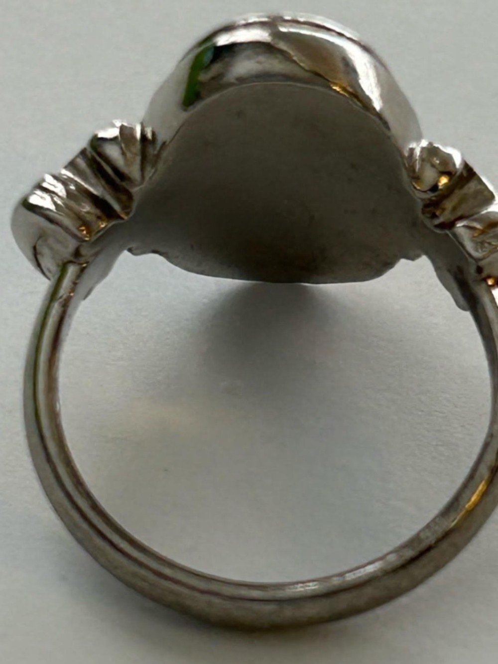 VINTAGE AVON SILVERTONE BLACK ONYX TONE WITH DIAMOND ACCENT SZ5 - Picture 3 of 4
